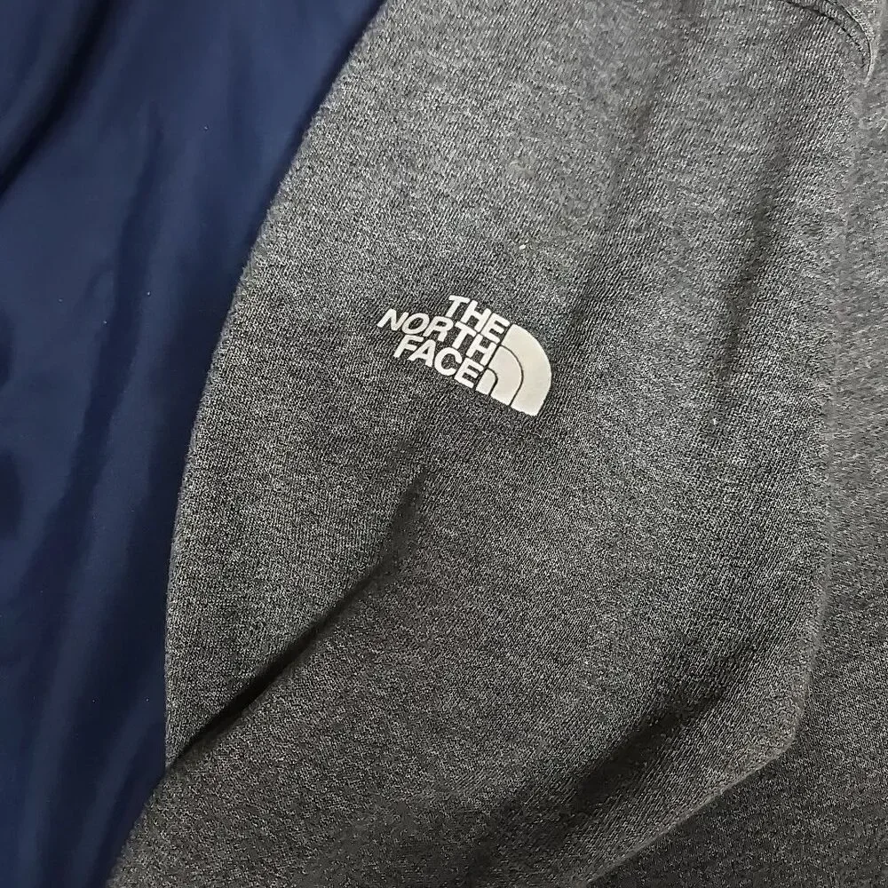 The North Face Hoodie Mens XL Gray Knit Pullover Sweatshirt Sleeve Logo Outdoor